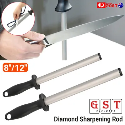 Oval Diamond Steel Knife Sharpener 8/12 Inch Knife Sharpening Tool Bar For Knife • $20.59