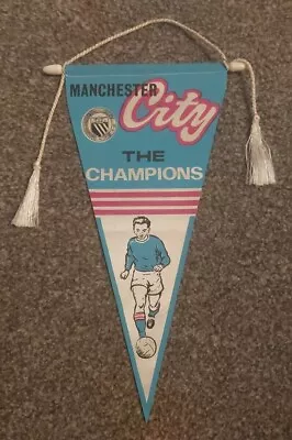 Rare Vintage Millar Pennant Manchester City The Champions With Player 1960s • £12