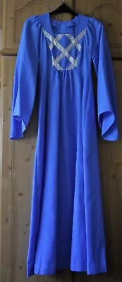 VINTAGE 1970's KINGFISHER BLUE BRIDESMAID / MAXI DRESS - 32  CHEST • £11.99