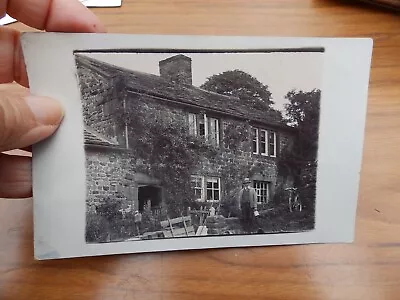 Postcard:  Bank Nook Oxenhope Keighley - J Bennett Man Outside House Bicycle • £8