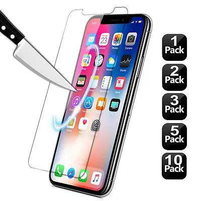 $18.99 • Buy [1-10Pcs] Tempered Glass Film Screen Protector Saver IPhone X 8 7 6 5/LG/HTC-AU
