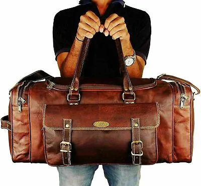 $48.95 • Buy Handmade LARGE Travel Bag Quality Vintage Leather Men's Duffel Weekend Gym Sport