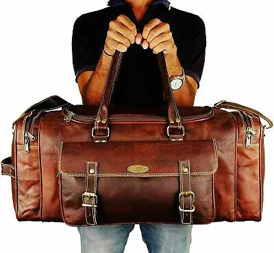 $58 • Buy Handmade LARGE Travel Bag Quality Vintage Leather Men's Duffel Weekend Gym Sport