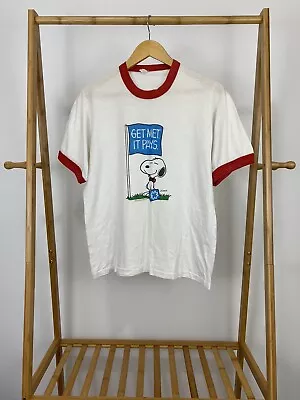 VTG 80s Snoopy Get Met It Pays TV Commercial Life Insurance Promo T-Shirt L • $89.96