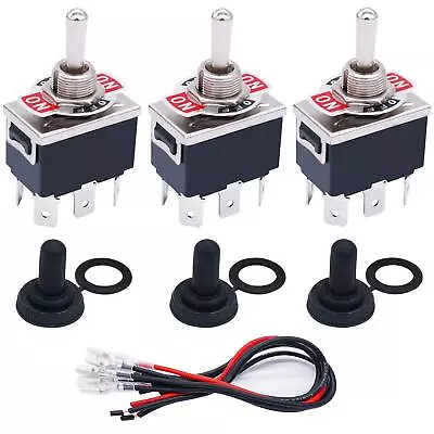 TWTADE 3 Pcs Momentary Rocker Toggle Switch-6 Pin DPDT 16A 250VACWaterproof Cap • $20.04