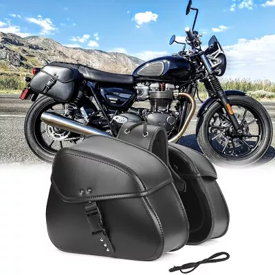 Motorcycle Saddlebags Throw Over Panniers Luggage Saddle Bags Pannier PU Leather • $65.99