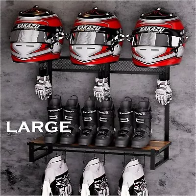 Motorcycle Helmet Holder Wall Mount Helmet Stand Display Storage Riding Boots Ne • $82.99