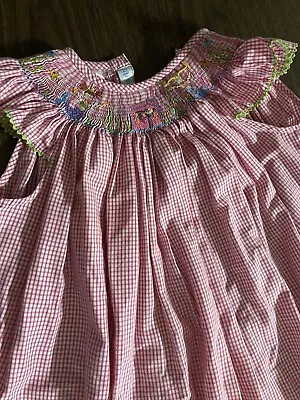 Vive La Fete Pink Gingham Smocked Mermaid Shift Dress Girls Size 6. Preowned • $25