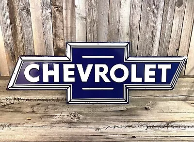 Chevrolet Chevy Emblem Logo Bow Tie 28  Embossed Metal Tin Sign Vintage Garage • $38.95