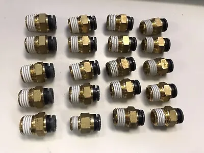 20 Pc 1/4  Male NPT To 1/4  Push To Connect Brass Fitting Accepts 1/4  Air Line • $8