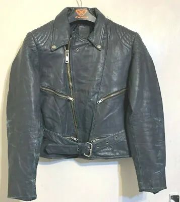 Vintage 80's Moto Dress Leather Brando Motorcycle Jacket Size Uks Ace Patina • $60.97