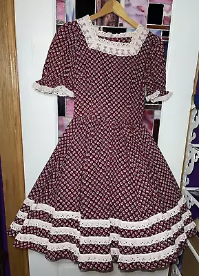 Vintage 70s Square Dance Dress Rockabilly Swing Handmade Size 12 & Mens Shirt U • $79.99