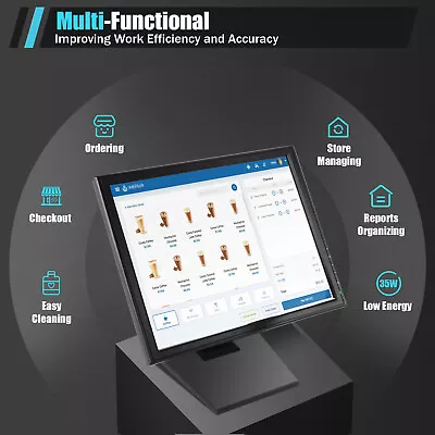 17  Touch Screen LCD Monitor+POS Stand For Restaurant Cash Management 300 Cd/m2 • $132.06