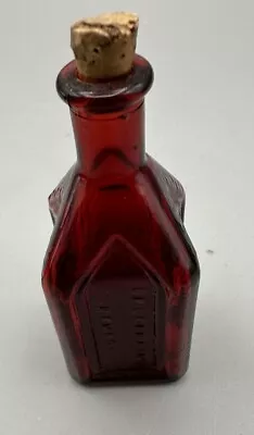 Miniature Bottle Wheaton Brand Red Glass Medicine Remedy  Walbridge Co.  3.5 Ins • $10.36