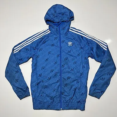 Adidas Originals UK - Full Zip Monogram Windbreaker Jacket Men's Small - Blue • $19.80