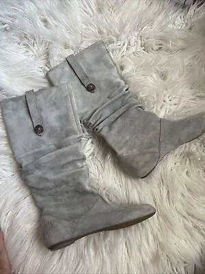 UGG Womens Highkoo 5765 Slouchy Boots. Size 6 Great Condition. Light Suede Grey • $35