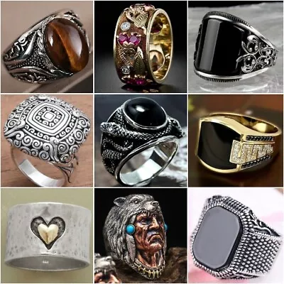 Fashion Men 925 Silver Party Rings Cubic Zirconia Wedding Gift Jewelry Size 6-13 • $1.86