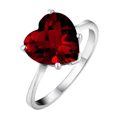 R0190R Mt St Helens Ruby-Red Helenite 10mm 2Ct Heart Shape  Sterling Silver Ring • $40