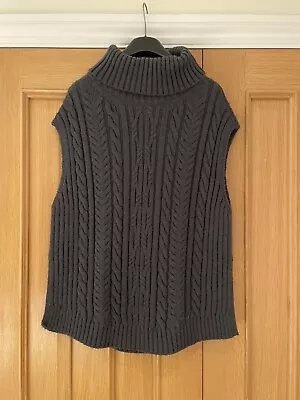 M&S Dark Grey Turtleneck Roll Neck Sleeveless Knit Jumper Medium M 12 14 16 • £7