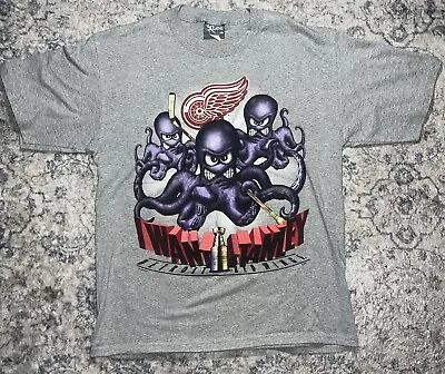 Vintage Detroit Red Wings “I Want Stanley” Octopus Lee Sport Nutmeg Shirt SZ L • $54.95