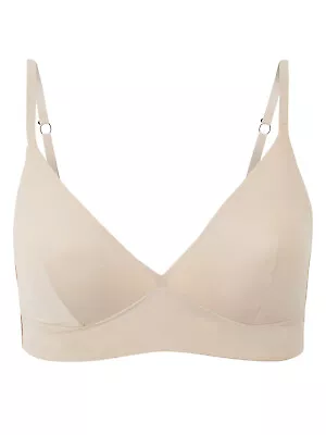 M&S Non Wired Plunge Bralette Bra Converts Racer Back Size 32 -38 A B C D ALMOND • £5.99