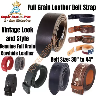 Cowhide Leather Belt Strap With Snap Closures For Belt Buckle Assorted Designs • $28.80