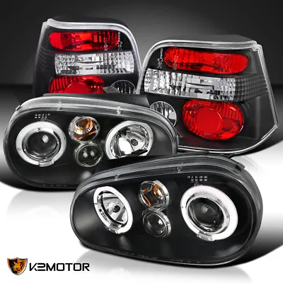 Fits 1999-2006 VW Golf MK4 LED Halo Projector Black Headlights+Tail Brake Lamps • $204.97
