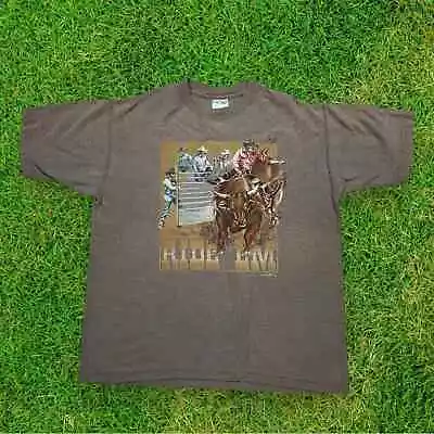 1994 Vintage Western Hazelwoods Ride Em Cowboy Bull Riding Thick T-shirt XL  • $18