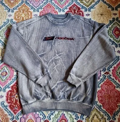 £10 • Buy Reebok Spellout Tie Dye Acid Wash Sweatshirt Small