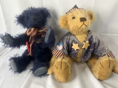 Vintage Knickerbocker Bear Libby & George Patriotic USA Mohair Bears Plush • $109.99