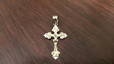 10k Yellow Gold Jesus Crucifix Cross Charm Pendant (men/women) - 1 Inch • $57.33