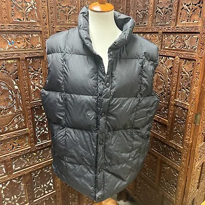 Lands' End Vest Men's Quilted Goose Down Puffer Vest Black Large 42-44 Pockets • $19.80