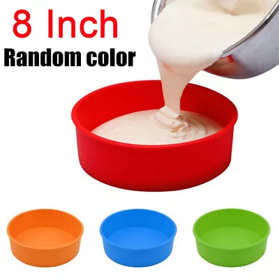 8 Inch Silicone Round Cake Tray Pan Mould Tins Non-stick Baking Muffin Bakeware  • £4.99