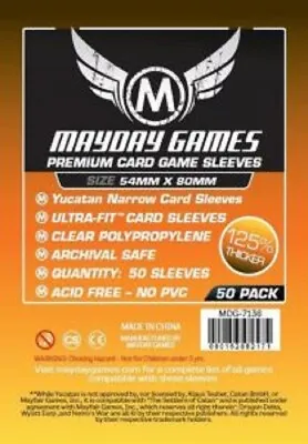 50x Mayday Games Premium Yucatan Narrow Card Game Sleeves 54x80mm MDG7136 • £2.50