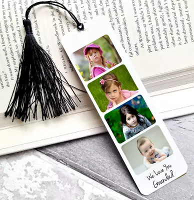 Personalised PHOTO COLLAGE Custom METAL Bookmark Granda Dad Uncle Bookish Reader • £3.99