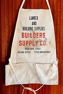 Vintage 1940-1950 Era Canvas Work Apron From Boulder CO Building Supply • $40