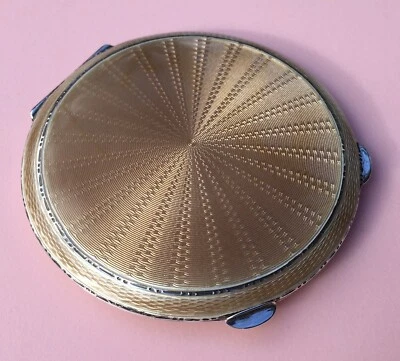 £210 • Buy 1947 Birmingham Solid Silver / Guilloche Enamelled Compact Case 135 Grams