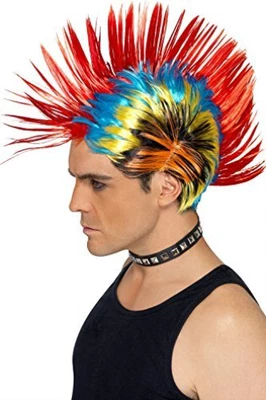 $17.11 • Buy Smiffys 80s Street Punk Wig, Mohawk, Multi-Coloured