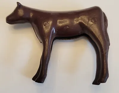   BROWN CALF Baby Cow Farm Figure Brown Maybe Marx? Plastic Vintage Toy  • $11.87