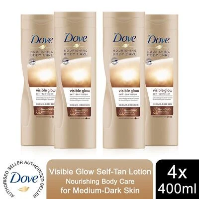 £21.99 • Buy Dove Visible Glow Self-Tan Lotion Nourishing Care For Medium-Dark Skin, 4x400ml