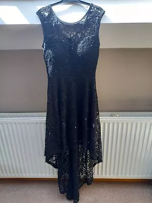 £10 • Buy Apricot Black Sequin Lace High Low Party Dress Size 8 BNWT