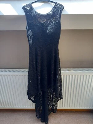 £10 • Buy Apricot Black Sequin Lace High Low Party Dress Size 8 BNWT