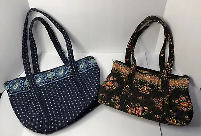 Vera Bradley Lot Of 2 Floral Purse Tall Tote Bags Brown Chocolat & Blue Floral • $39.99