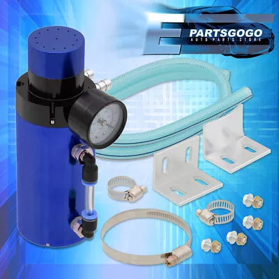 For Ford Aluminum High Oil Catch Can Tank Breather Gauge Blue • $18.99