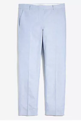 J.Crew Sz 0 (29 W) Skimmer Blue Cotton Oxford Cropped Pants Preppy Classic JCrew • $15.99