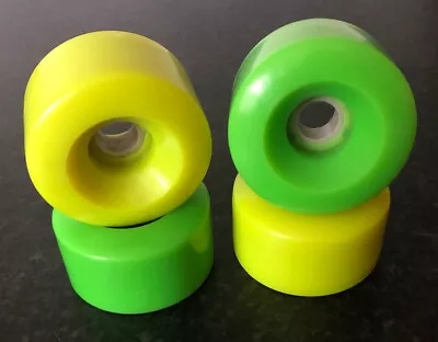 8x Green & Yellow 57mm X 33mm NOS Skateboard Quad Rollerskate Wheels Sour Mix • £18.49