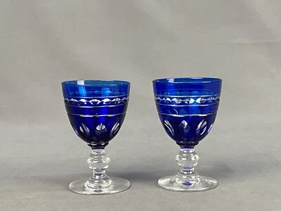 $199.99 • Buy Pair Val St Lambert Crystal KENT YORK COBALT 3 3/4” Port Wine Glasses: MINT