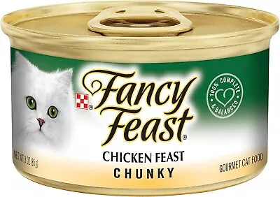 FANCY FEAST Adult Chunky Chicken Wet Cat Food 24X85G • $44.79