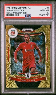 PSA 10 2021-22 Panini Prizm EPL Virgil Van Dyjk Liverpool #76 Gold Mojo /10 • $1499