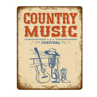 Retro Vintage Country Music Festival Bar Pub Shed Man Cave Metal Wall Sign • £4.99